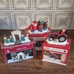 Holiday Time Christmas Village Pieces- 3 Pieces